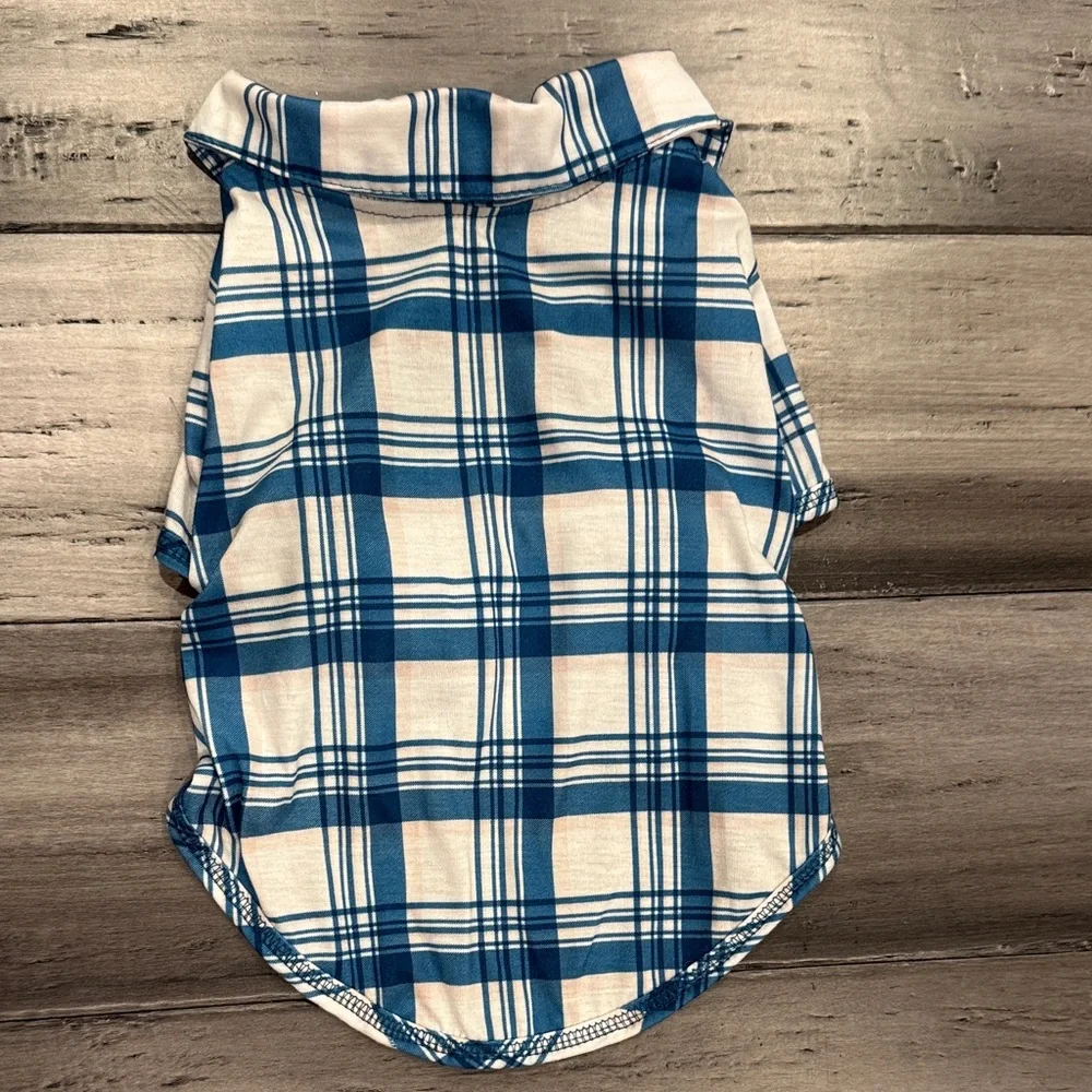 NWOT Blue Plaid Dog Shirt